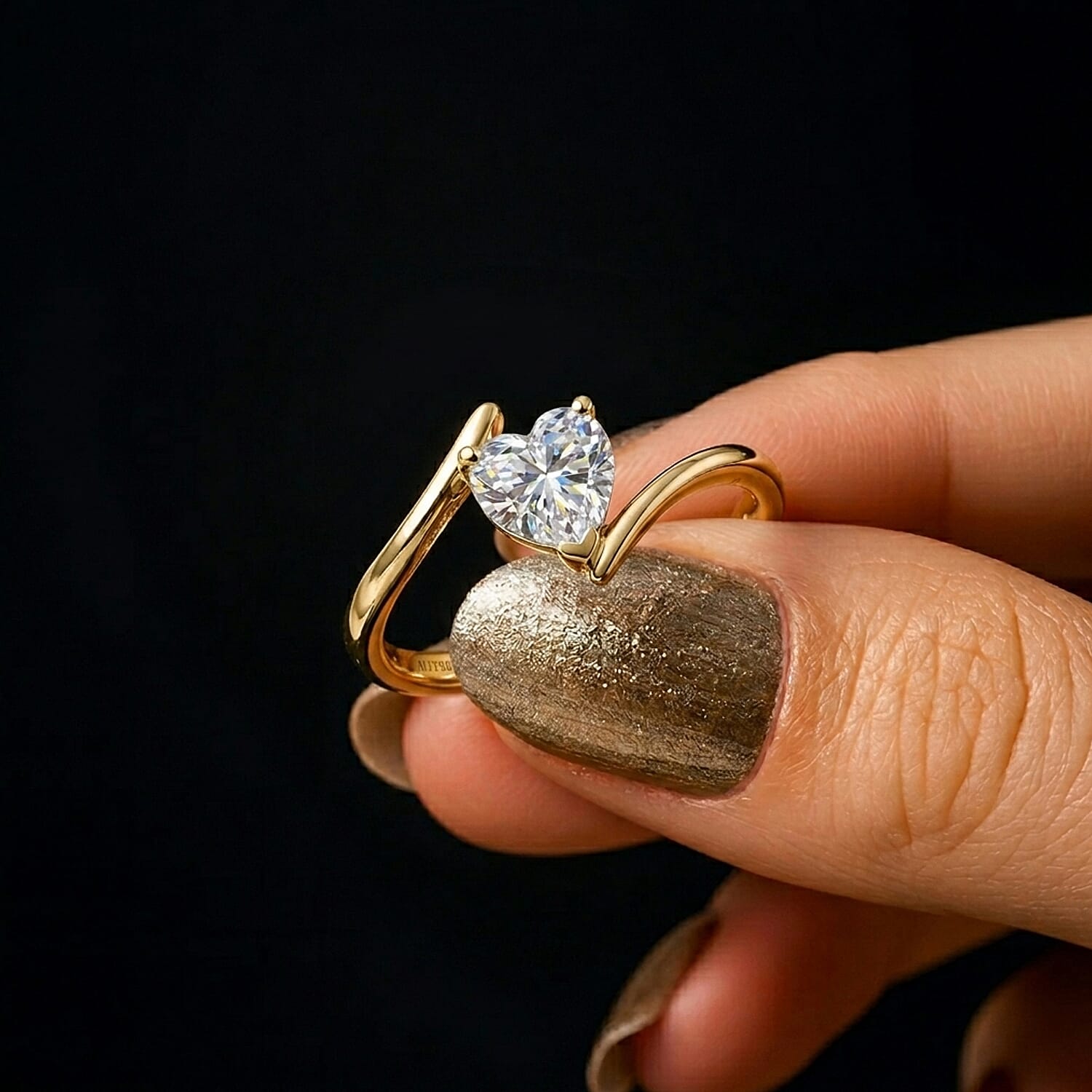 Royal Bali Collection - Moissanite Bypass Ring in Sterling Silver