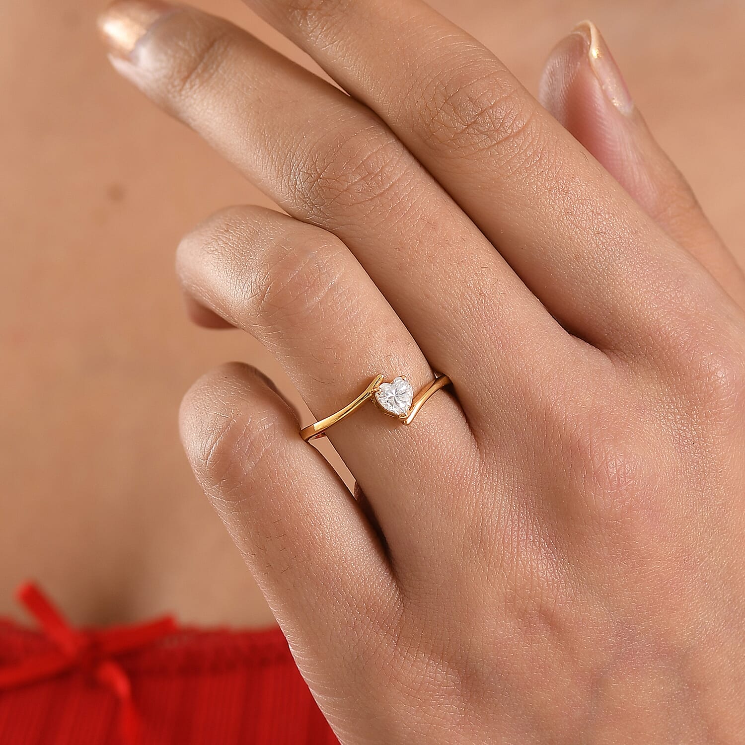 Royal Bali Collection - Moissanite Bypass Ring in Sterling Silver