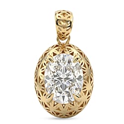 D'Joy Moissanite Oval Cut Pendant in Yellow Gold Plated Sterling Silver 2.00 Ct.