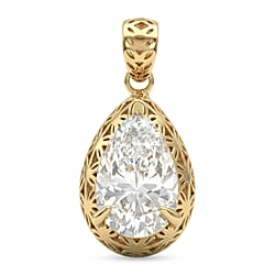 D'Joy Moissanite Oval Cut Pendant in Yellow Gold Plated Sterling Silver 2.00 Ct.
