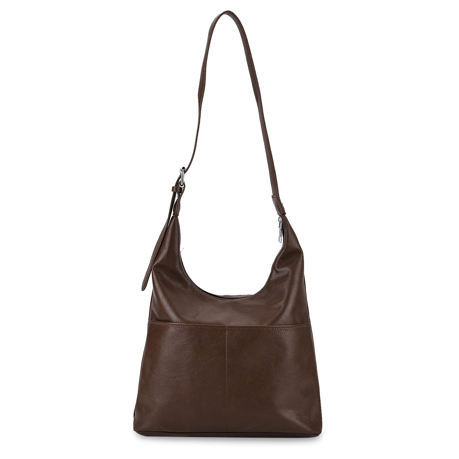 Hobo Multi-Pocket Shoulder Bag With Adjustable Crossbody Strap - Matching Pouch - Coffee