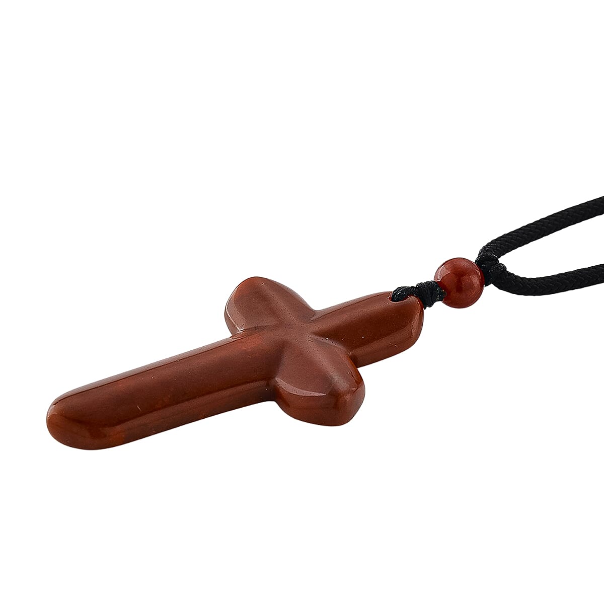 Easter Special-Red Jade Cross Carved Necklace with Adjustable Cotton Thread (Size - 28 inch) 35.00 Ct.