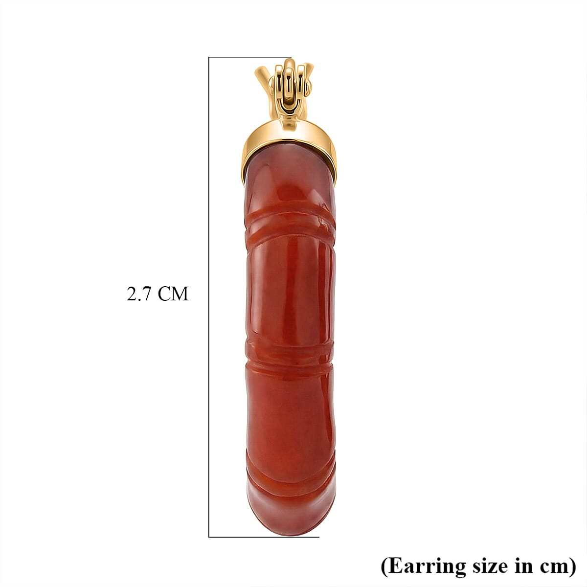 D'Joy Enhanced Natural Red Jade Hoop Earrings with Clasp in Yellow Gold Plated Sterling Silver 20.00 Ct.