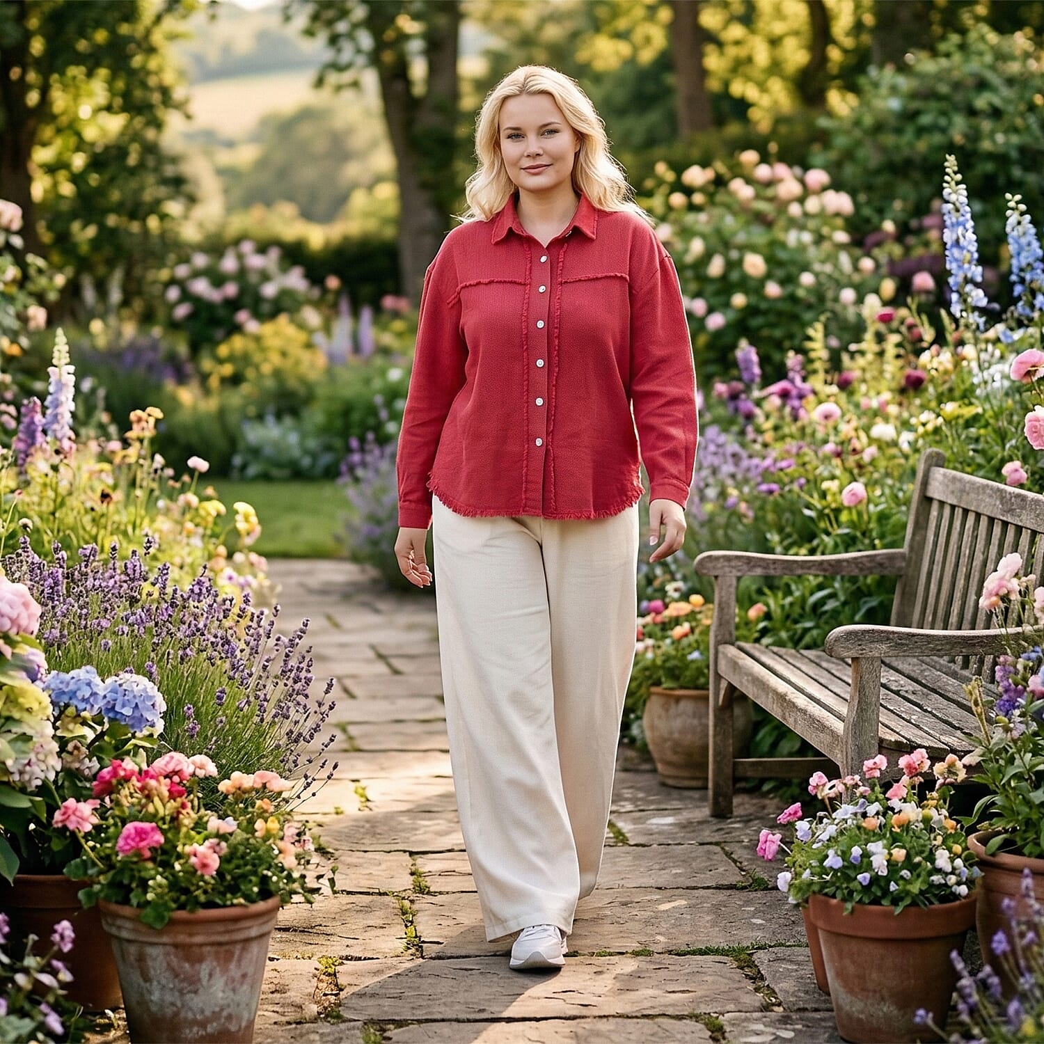 Maisi-Cotton-Patterned-Jacket-Size-12-Red