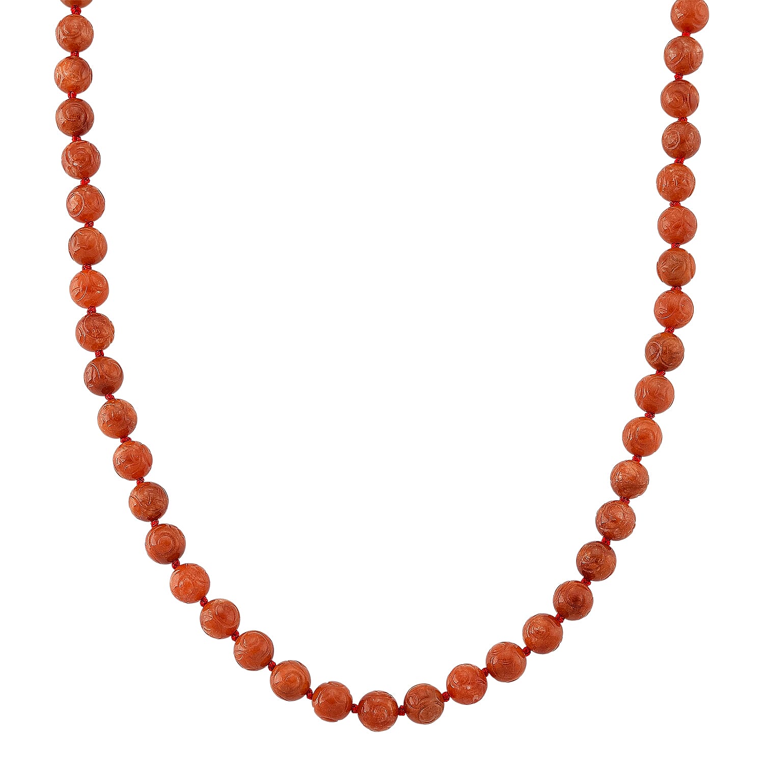 D'Joy Enhanced Red Jade Beads Necklace (Size - 20) with Magnetic Lock in Yellow Gold Plated Sterling Silver 330.00 Ct.