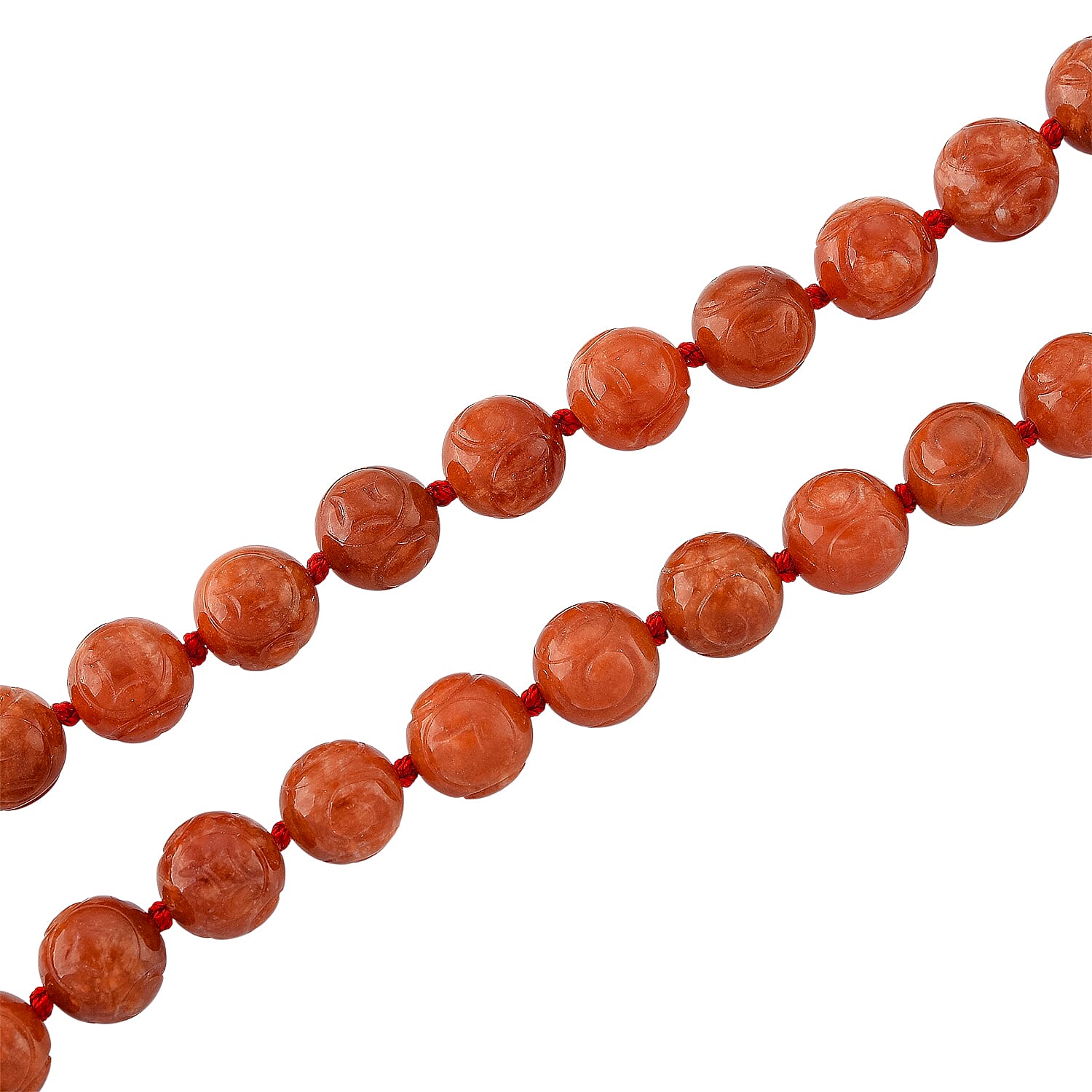 D'Joy Enhanced Red Jade Beads Necklace (Size - 20) with Magnetic Lock in Yellow Gold Plated Sterling Silver 330.00 Ct.