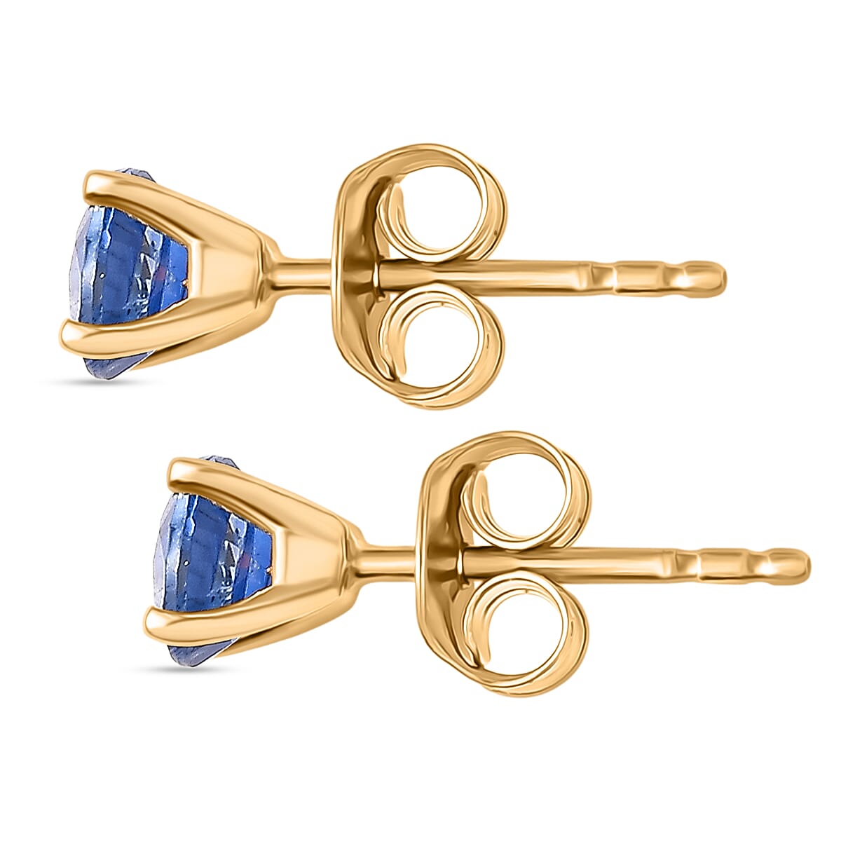 Kyanite Solitaire Stud Push Post Earring in Yellow Gold Plated Sterling Silver 1.36 Ct.