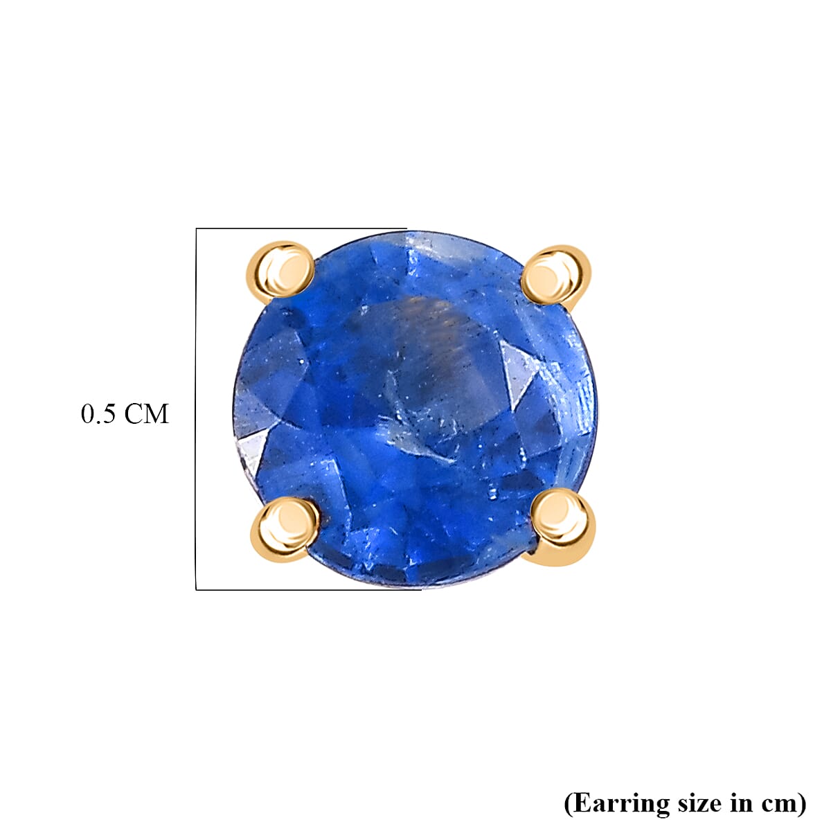 Kyanite Solitaire Stud Push Post Earring in Yellow Gold Plated Sterling Silver 1.36 Ct.