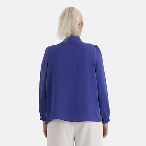 - Maisi Bow Tie-Neck Blouse (Size XL, Fit 20 To 22) - Blue