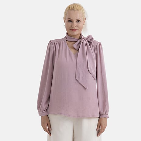 - Maisi Bow Tie-Neck Blouse (Size XL, Fit 20 To 22) - Pink
