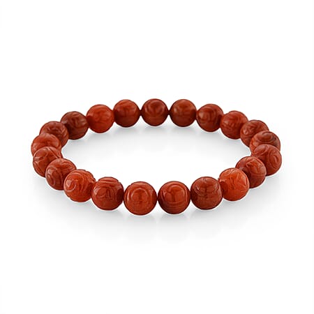Enhanced Red Jade Beads Stretchable Bracelet (Size 7-7.5) 150.00 Ct.