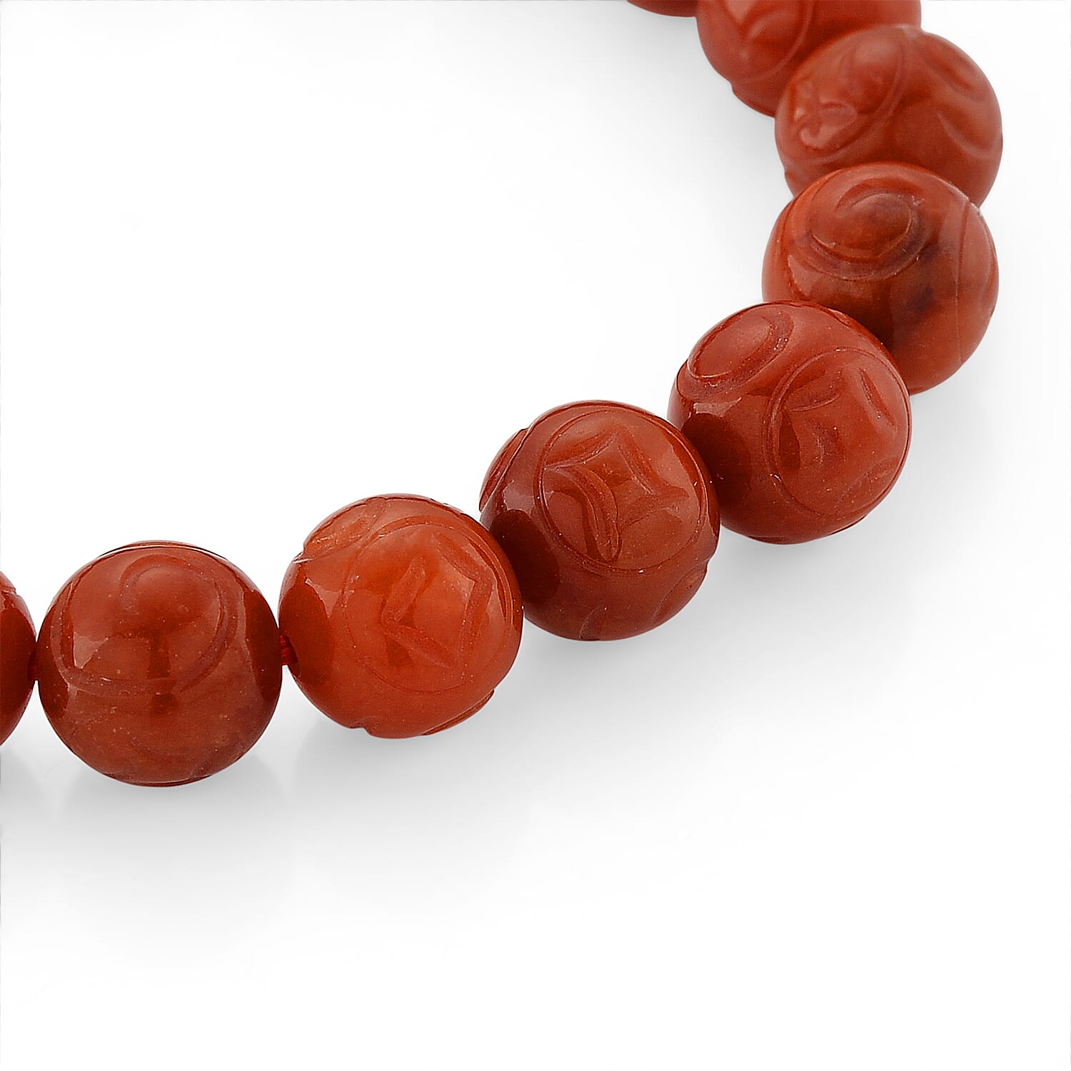 Enhanced Red Jade Beads Stretchable Bracelet (Size 7-7.5) 150.00 Ct.