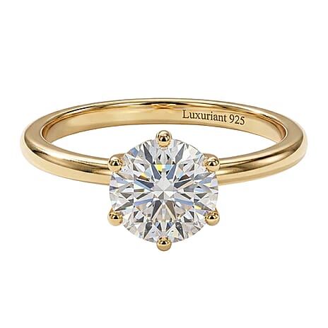 Luxuriant Lab Grown Diamond (SI-GH) Solitaire Ring in 18K Vermeil Yellow Gold Plated Sterling Silver 1.00 Ct.