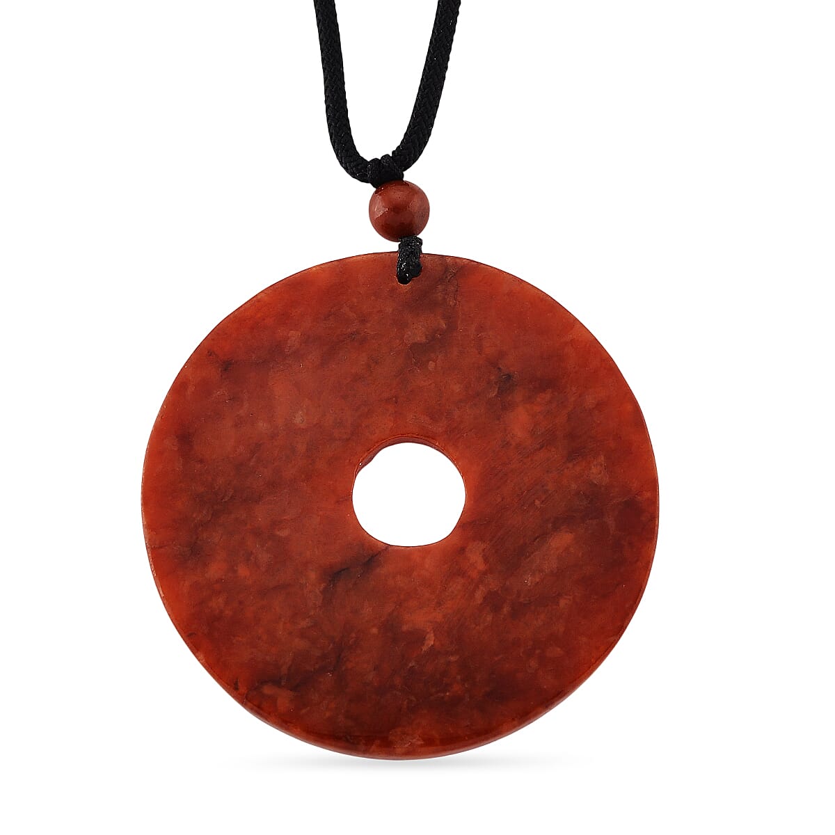 Enhanced Red Jade Carved Dragon & Phoenix Necklace with Cotton Thread (Size - 28 Adjustable) 130.00 Ct.