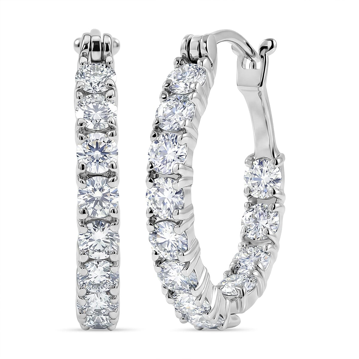 Royal Bali Collection - D'Joy Moissanite Earring with Clasp in Rhodium Overlay Sterling Silver 2.42 Ct.