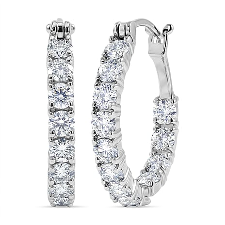 Royal Bali Collection - D'Joy Moissanite Earring with Clasp in Rhodium Overlay Sterling Silver 2.42 Ct.