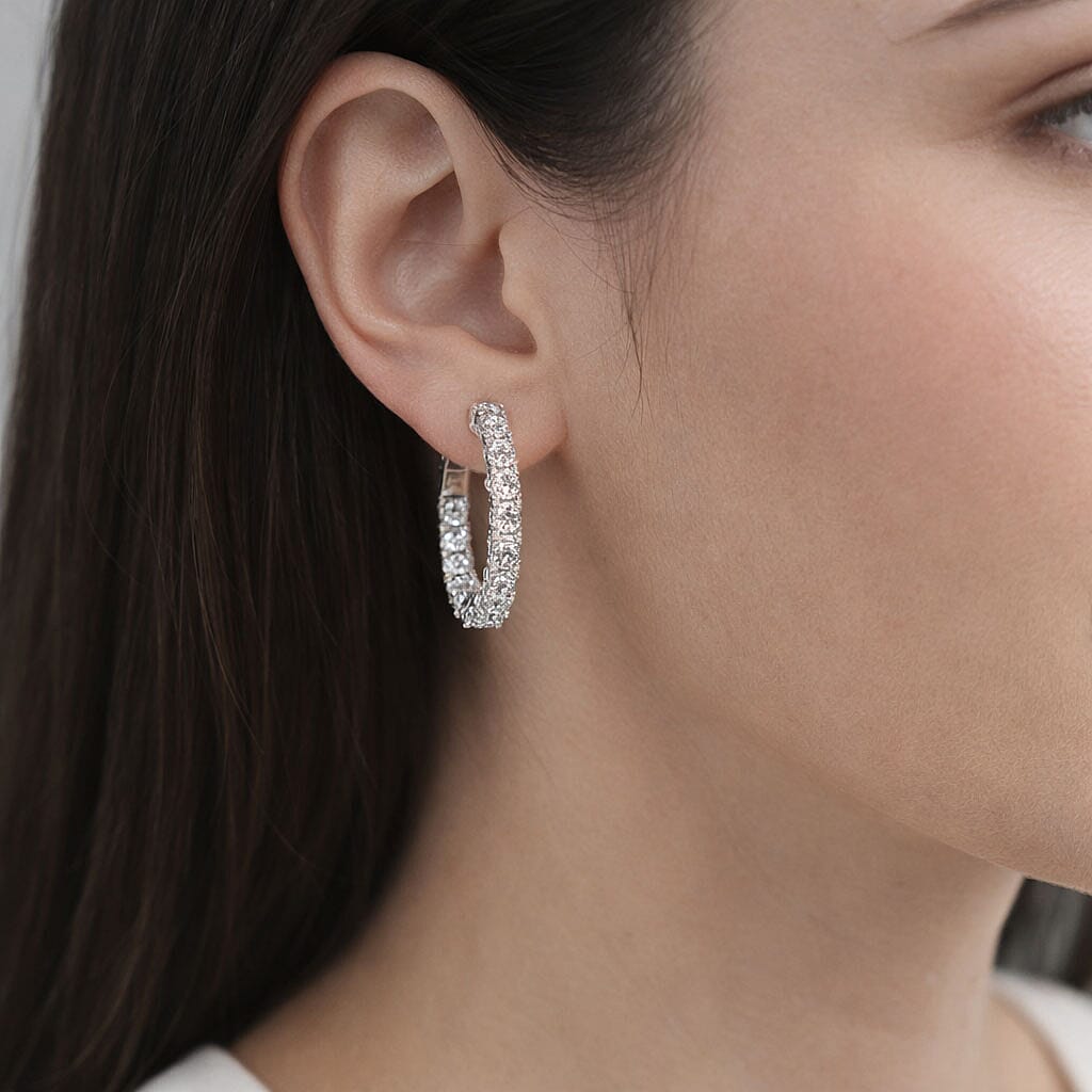 Royal Bali Collection - D'Joy Moissanite Earring with Clasp in Rhodium Overlay Sterling Silver 2.42 Ct.