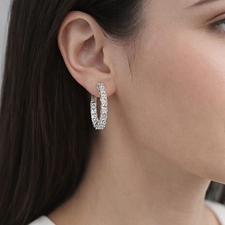 Royal Bali Collection - D'Joy Moissanite Earring with Clasp in Rhodium Overlay Sterling Silver 2.42 Ct.