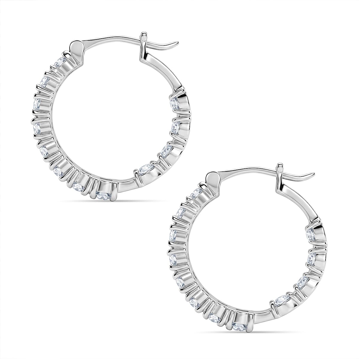 Royal Bali Collection - D'Joy Moissanite Earring with Clasp in Rhodium Overlay Sterling Silver 2.42 Ct.