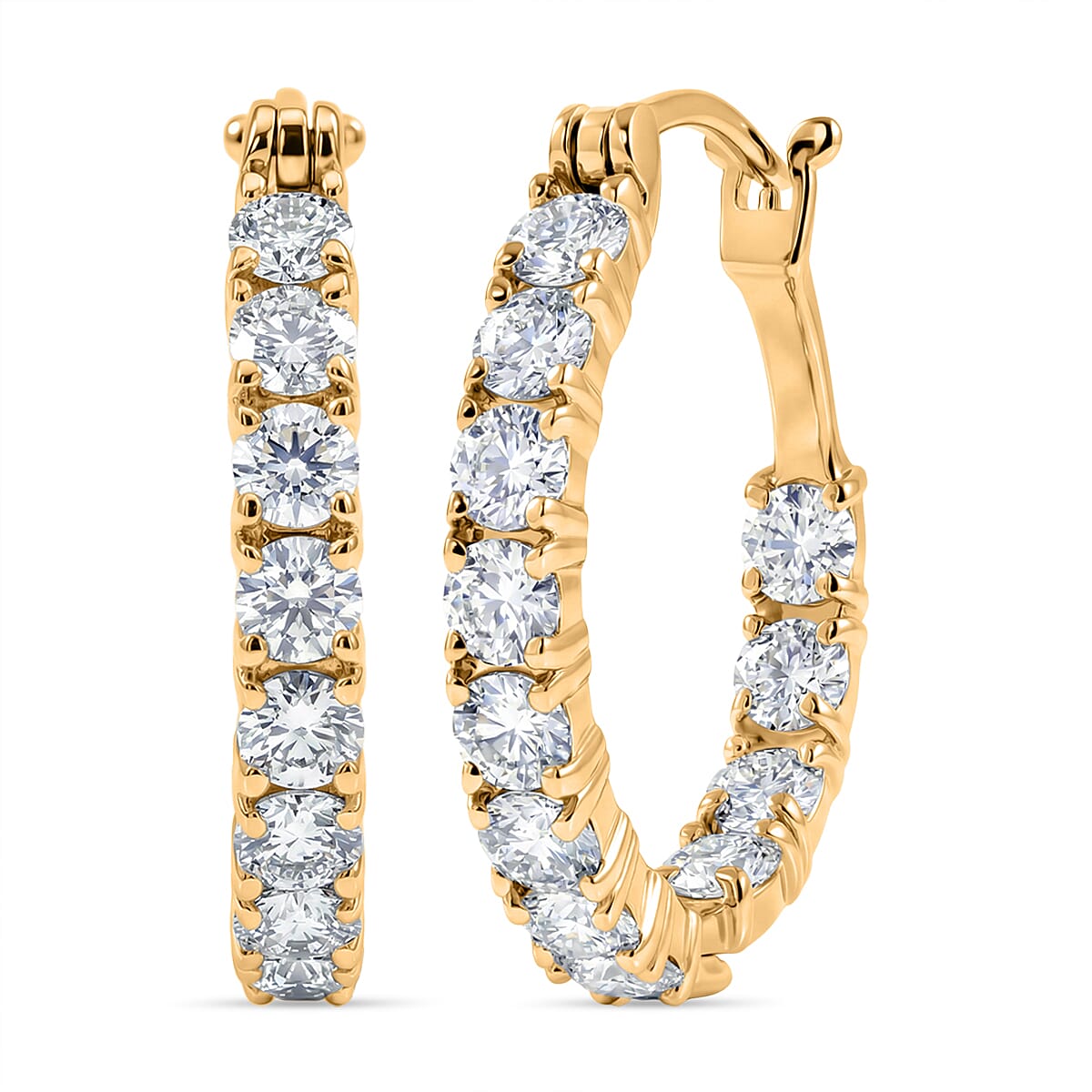 Royal Bali Collection - D'Joy Moissanite Earring with Clasp in Yellow Gold Plated Sterling Silver 2.42 Ct.