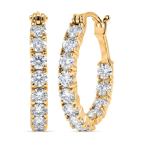 Royal Bali Collection - D'Joy Moissanite Earring with Clasp in Yellow Gold Plated Sterling Silver 2.42 Ct.