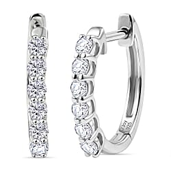 Royal Bali Collection - D'Joy Moissanite Full Hoop Earring in Platinum Overlay Sterling Silver