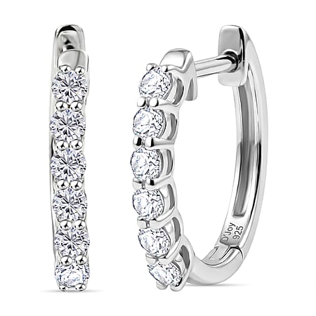 Royal Bali Collection - D'Joy Moissanite Full Hoop Earring in Platinum Overlay Sterling Silver Royal Bali Collection - D'Joy Moissanite Full Hoop Earring in Platinum Overlay Sterling Silver