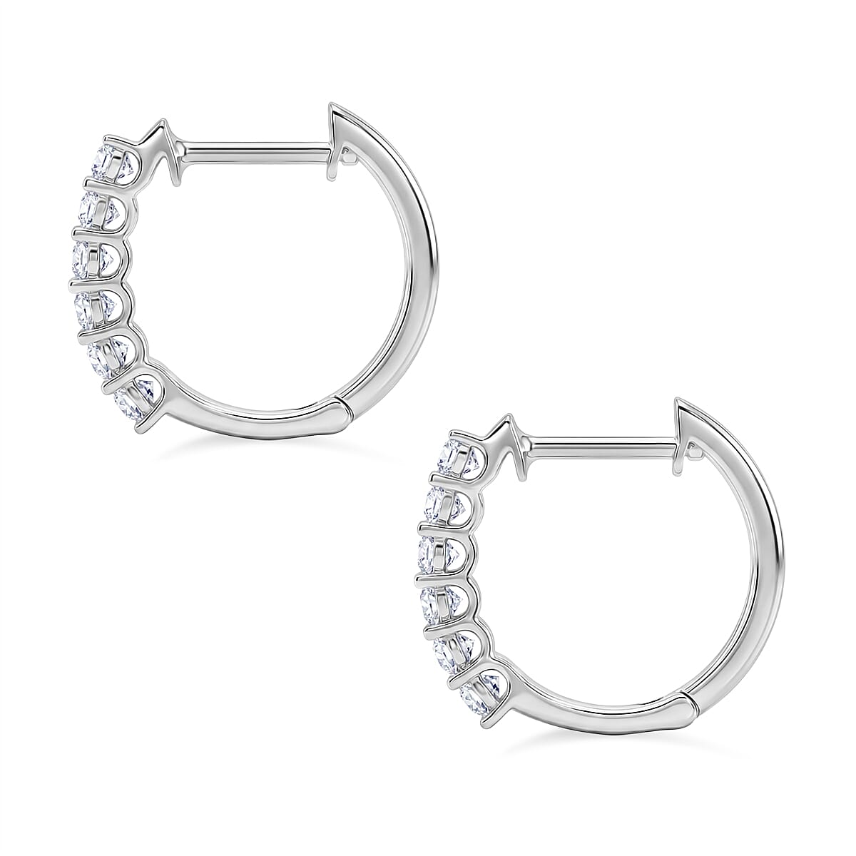 Royal Bali Collection - D'Joy Moissanite Full Hoop Earring in Platinum Overlay Sterling Silver