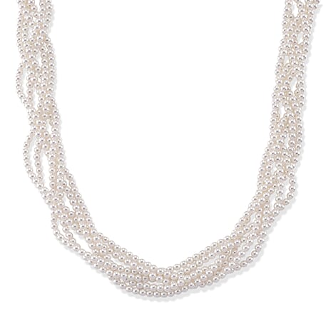 White Shell Pearl Beads Necklace (Size - 18.5-2 Ext) in Silver Tone
