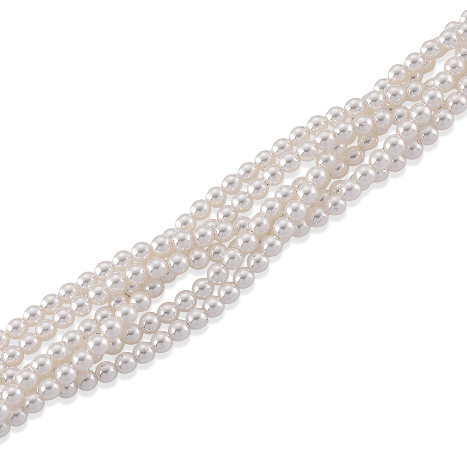 White Shell Pearl Beads Necklace (Size - 18.5-2 Ext) in Silver Tone