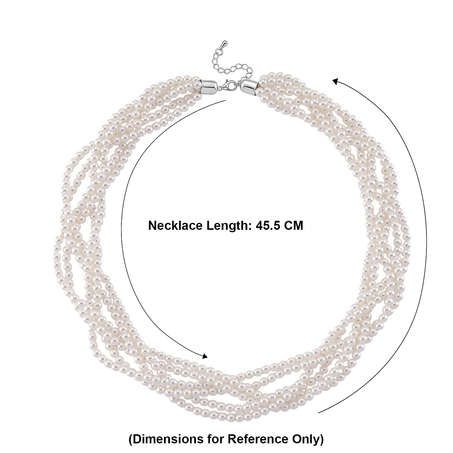 White Shell Pearl Beads Necklace (Size - 18.5-2 Ext) in Silver Tone