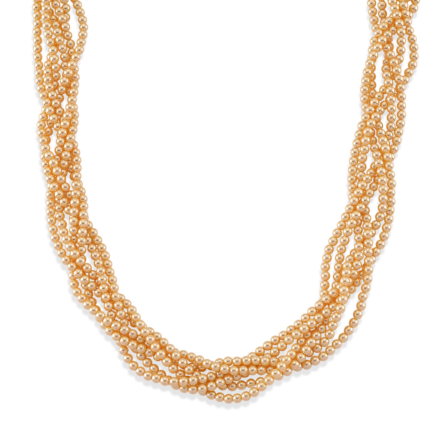 Golden Shell Pearl Beads Necklace (Size - 18.5-2 Ext) in Silver Tone
