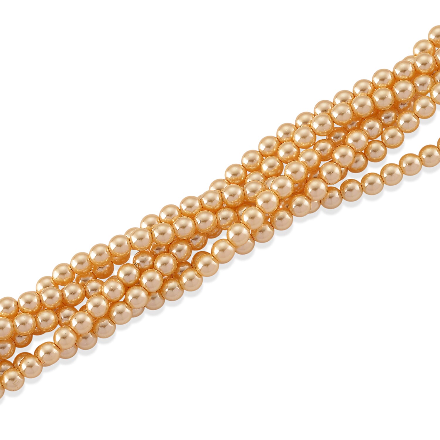 Golden Shell Pearl Beads Necklace (Size - 18.5-2 Ext) in Silver Tone