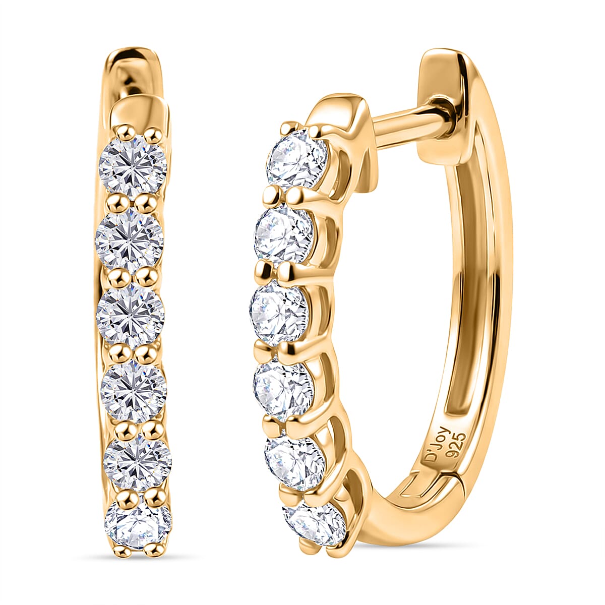 Royal Bali Collection - D'Joy Moissanite Full Hoop Earring in Yellow Gold Plated Sterling Silver