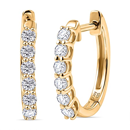 Royal Bali Collection - D'Joy Moissanite Full Hoop Earring in Yellow Gold Plated Sterling Silver