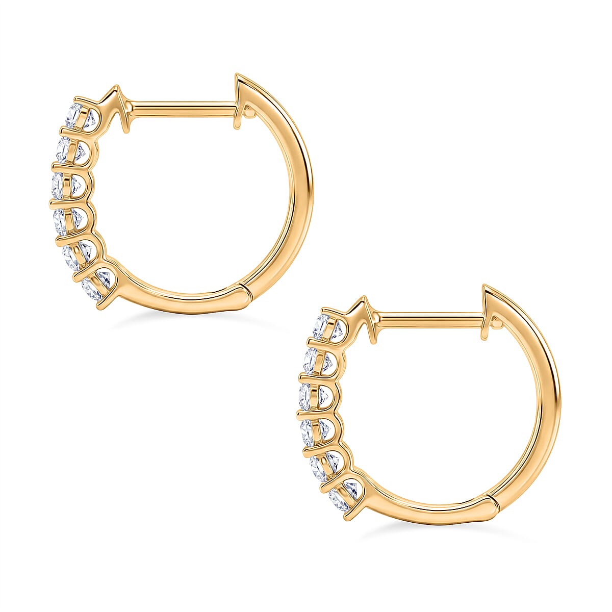 Royal Bali Collection - D'Joy Moissanite Full Hoop Earring in Yellow Gold Plated Sterling Silver