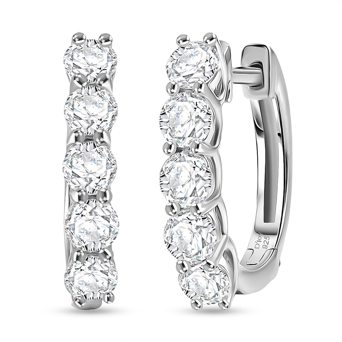 Royal Bali Collection - D'Joy Moissanite Full Hoop Earring in Platinum Overlay Sterling Silver 1.03 Ct.