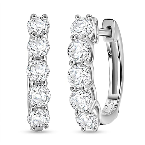 Royal Bali Collection - D'Joy Moissanite Full Hoop Earring in Platinum Overlay Sterling Silver 1.03 Ct.