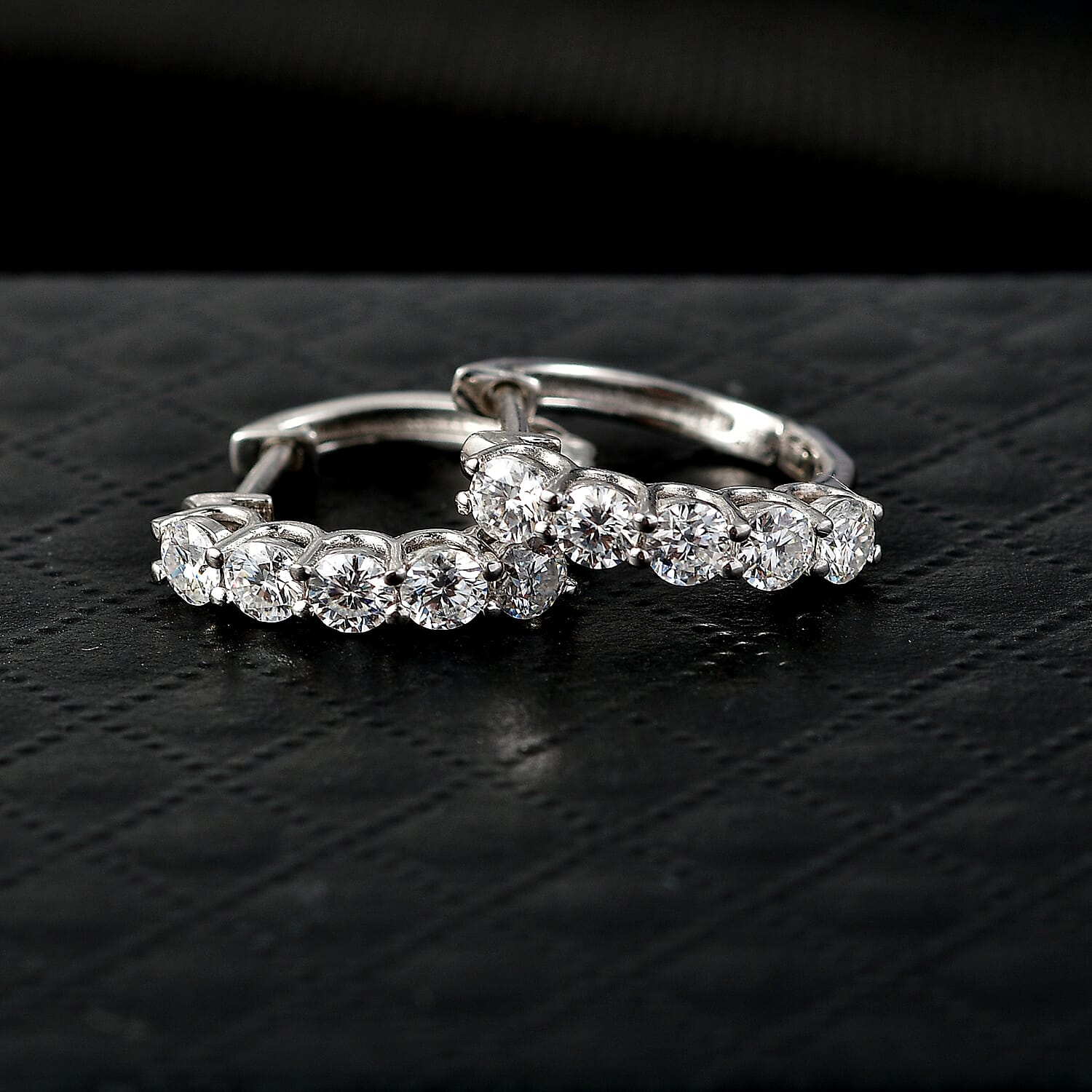 Royal Bali Collection - D'Joy Moissanite Full Hoop Earring in Platinum Overlay Sterling Silver 1.03 Ct.