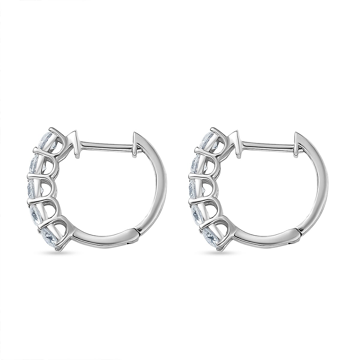Royal Bali Collection - D'Joy Moissanite Full Hoop Earring in Platinum Overlay Sterling Silver 1.03 Ct.