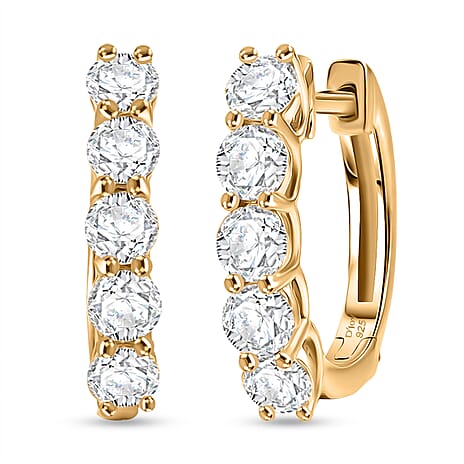 Royal Bali Collection - D'Joy Moissanite Full Hoop Earring in Yellow Gold Plated Sterling Silver 1.03 Ct.