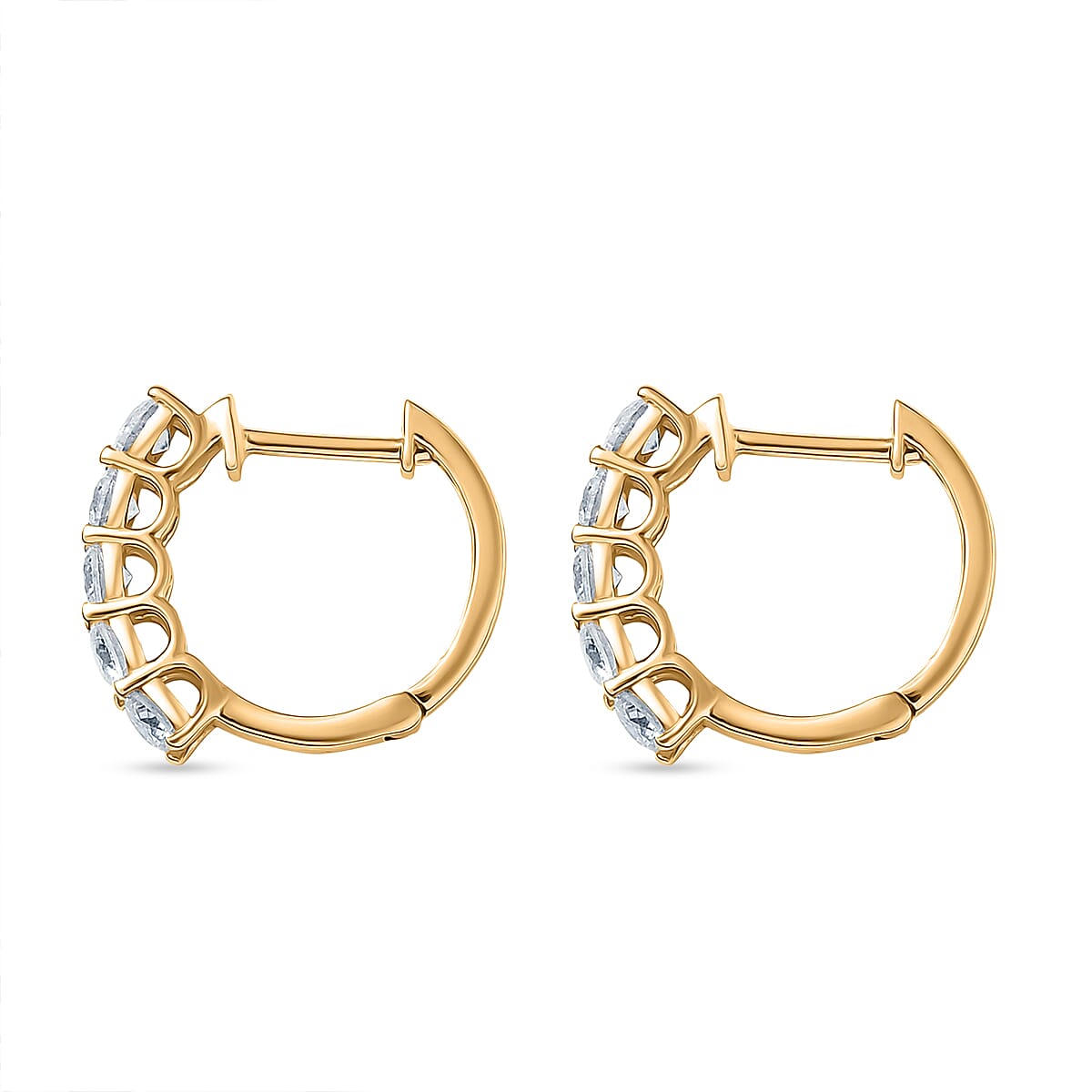 Royal Bali Collection - D'Joy Moissanite Full Hoop Earring in Yellow Gold Plated Sterling Silver 1.03 Ct.