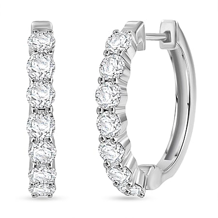 Royal Bali Collection - D'Joy Moissanite Hoop Earring in Platinum Overlay Sterling Silver 1.85 Ct.