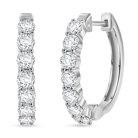 Royal Bali Collection - D'Joy Moissanite Hoop Earring in Platinum Overlay Sterling Silver 1.85 Ct.