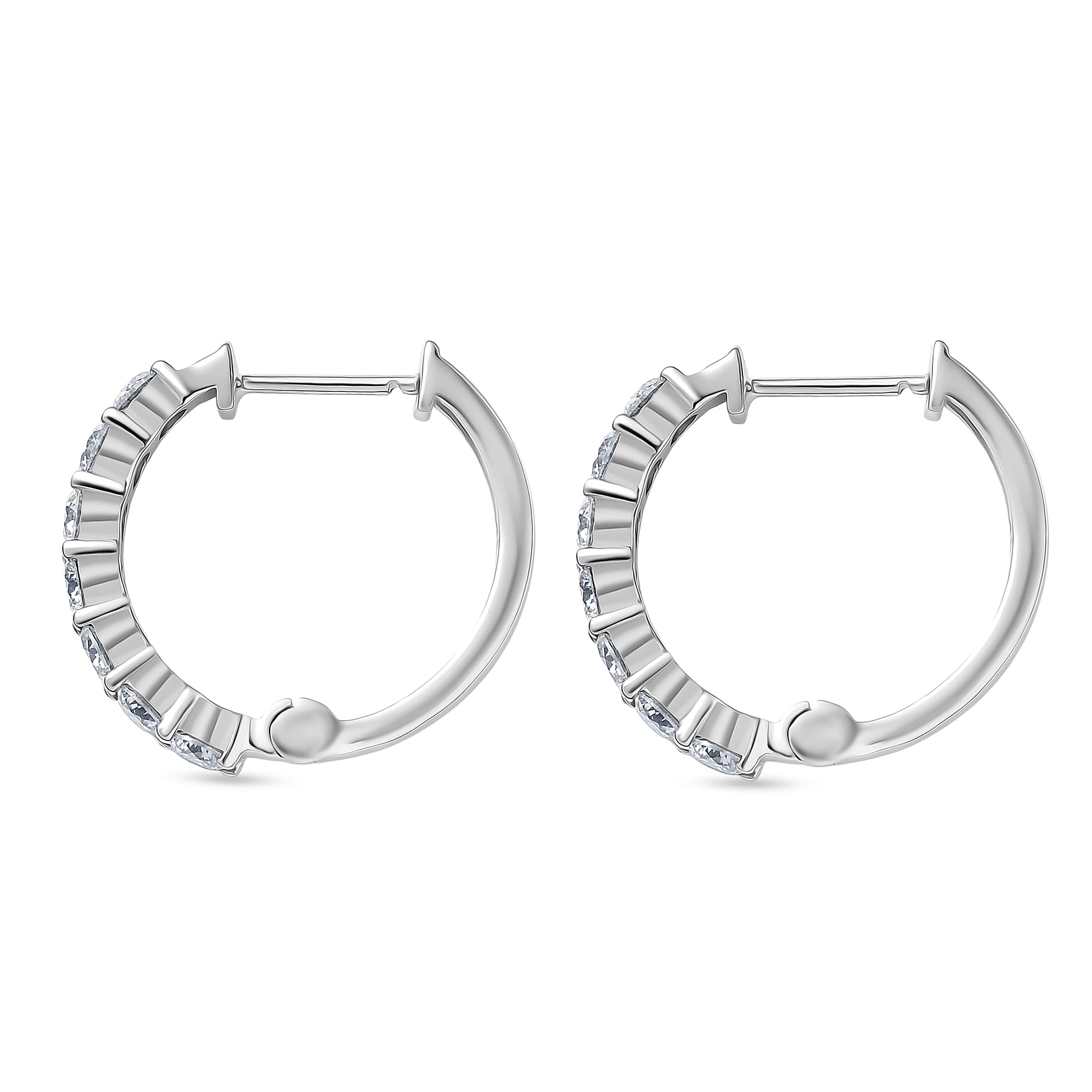 Royal Bali Collection - D'Joy Moissanite Hoop Earring in Platinum Overlay Sterling Silver 1.85 Ct.