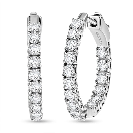 Royal Bali Collection - D'Joy Moissanite Half Hoop Earring in Platinum Overlay Sterling Silver 1.92 Ct.