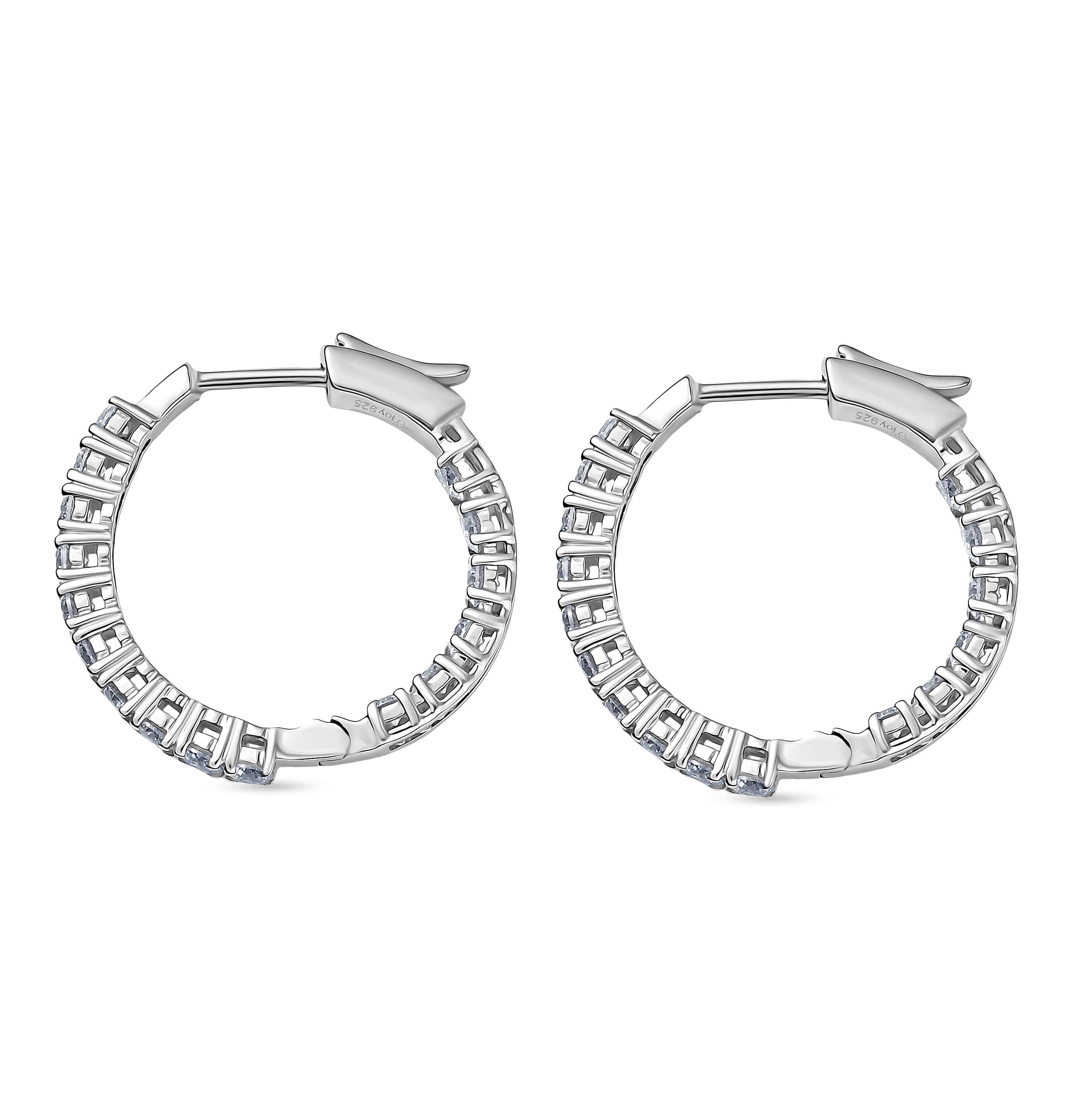 Royal Bali Collection - D'Joy Moissanite Half Hoop Earring in Platinum Overlay Sterling Silver 1.92 Ct.