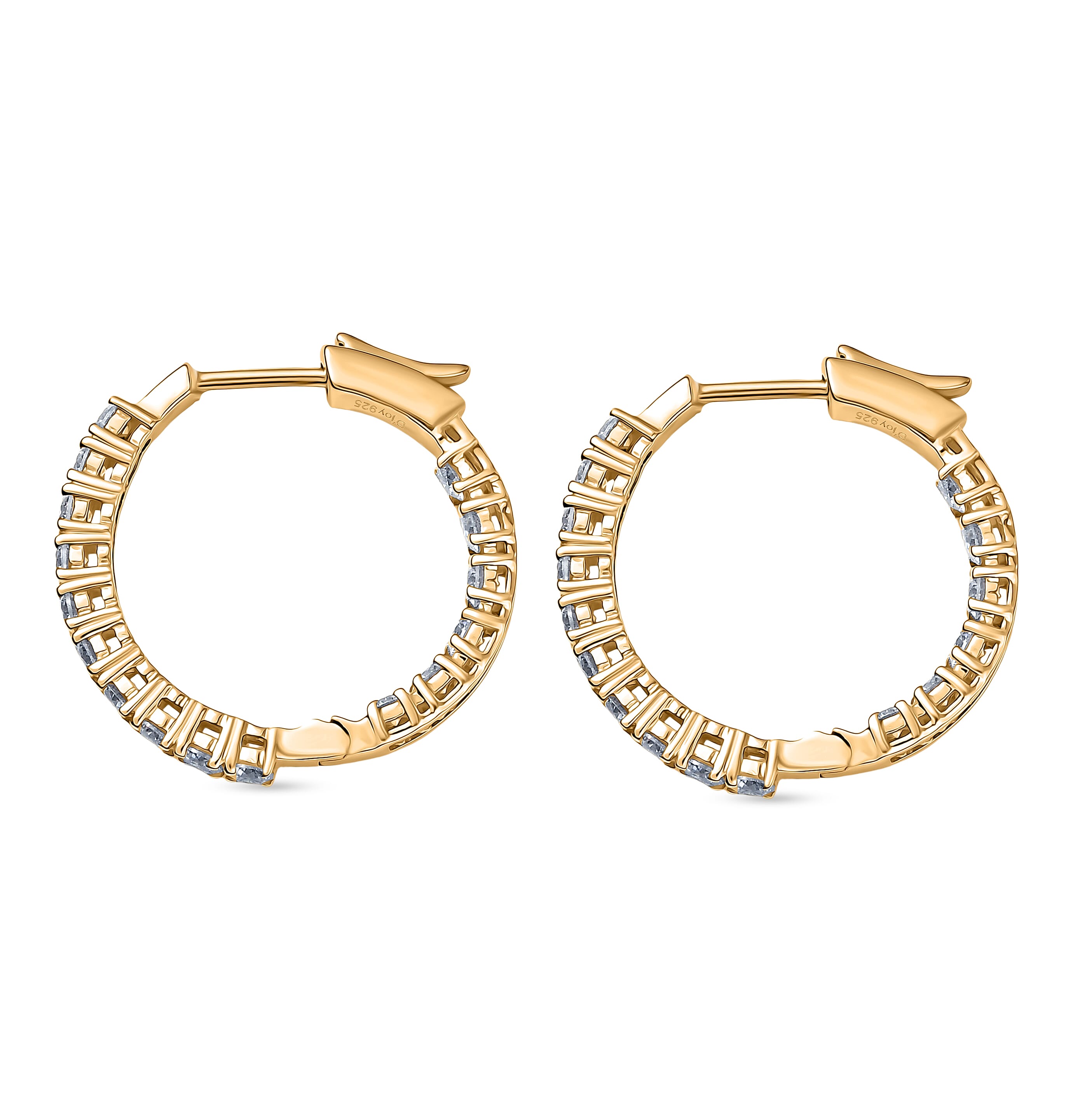 Royal Bali Collection - D'Joy Moissanite Half Hoop Earring in Yellow Gold Plated Sterling Silver 1.92 Ct.