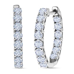 Royal Bali Collection - D'Joy Moissanite Full Hoop Earring in Platinum Overlay Sterling Silver 2.80 Ct.