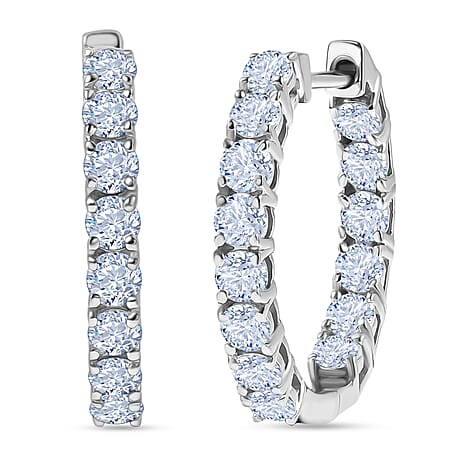Royal Bali Collection - D'Joy Moissanite Full Hoop Earring in Platinum Overlay Sterling Silver 2.80 Ct.